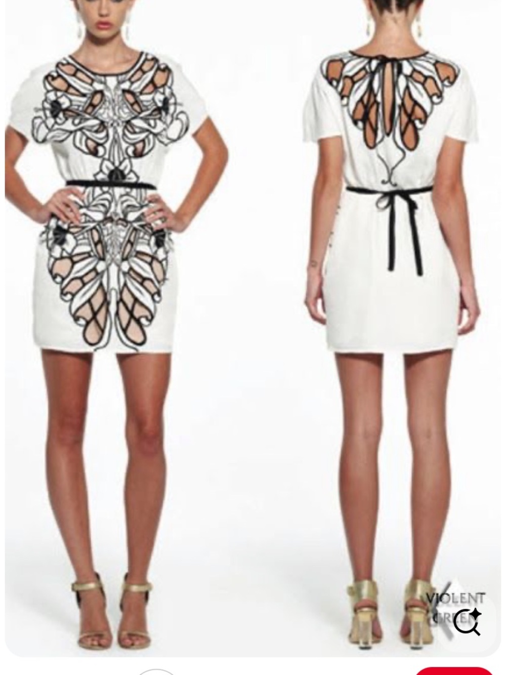 Alice McCall White Mini Dress with Black & Nude embroidery size 4 !no paper tag